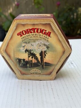 Tortuga Premium Rum Cake Empty Hexagon Gift Box Flor de Caña Collectible Tin